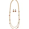 Algerian Cluster Double-Strand Station Necklace And Drop Earrings Set