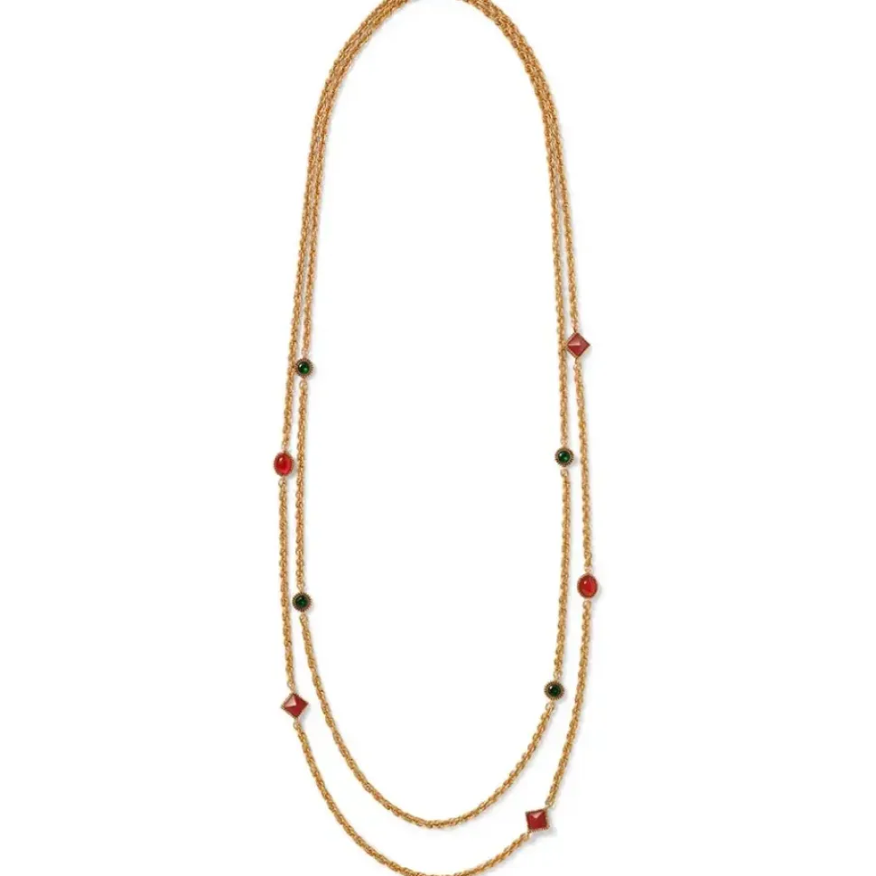 Algerian Cluster Double-Strand Station Necklace And Drop Earrings Set