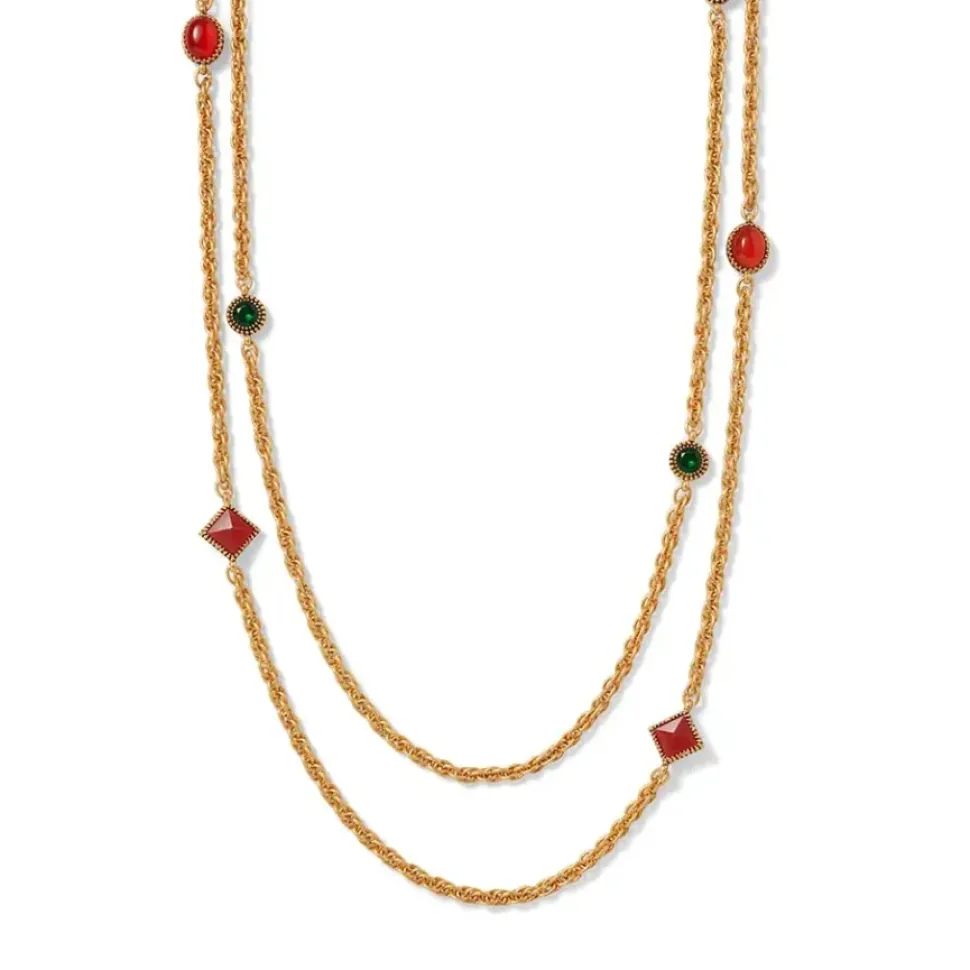 Algerian Cluster Double-Strand Station Necklace And Drop Earrings Set