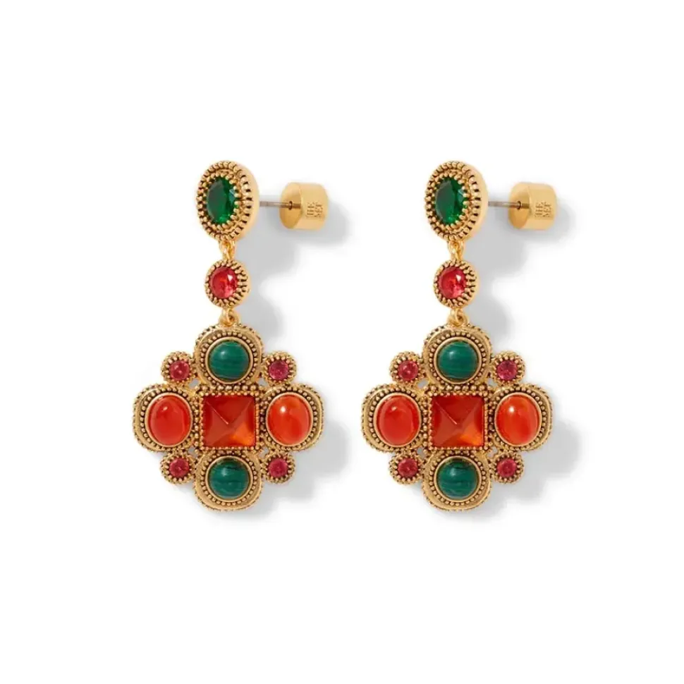 Algerian Cluster Double-Strand Station Necklace And Drop Earrings Set