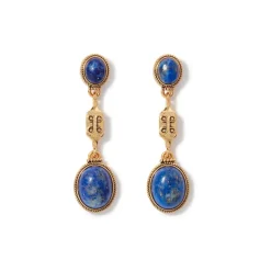 Ancient Gems Multistone Statement Necklace And Triple-Drop Lapis Earrings Set