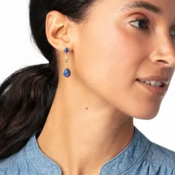 Ancient Gems Triple-Drop Lapis Earrings