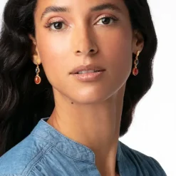 Ancient Gems Two-Tone Drop Earrings