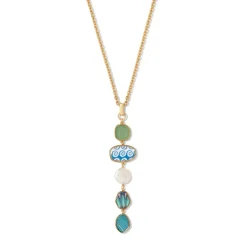 Ancient Mixed Motifs Glass Pendant Drop Necklace