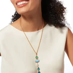Ancient Mixed Motifs Glass Pendant Drop Necklace
