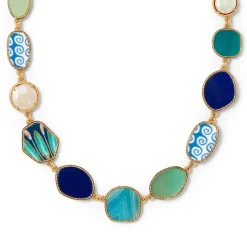 Ancient Mixed Motifs Glass Statement Necklace