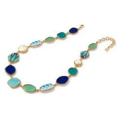 Ancient Mixed Motifs Glass Statement Necklace