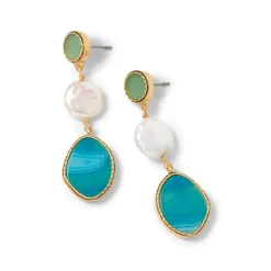 Ancient Mixed Motifs Glass Triple-Drop Earrings