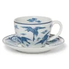 Blue & White Cranes Teacup And Saucer
