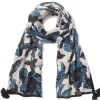 Blue & White Stylized Birds Oversize Oblong Scarf