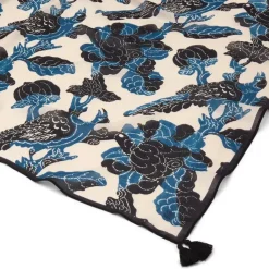 Blue & White Stylized Birds Oversize Oblong Scarf