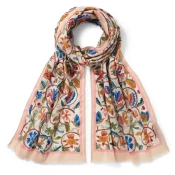 British Flowering Vines Embroidered Oblong Scarf