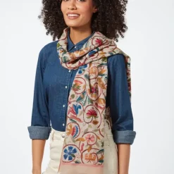 British Flowering Vines Embroidered Oblong Scarf