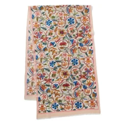 British Flowering Vines Embroidered Oblong Scarf