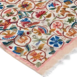 British Flowering Vines Embroidered Oblong Scarf