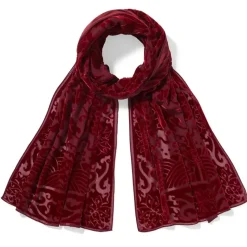 Chinese Phoenixes And Peonies Oblong Velvet Burnout Scarf