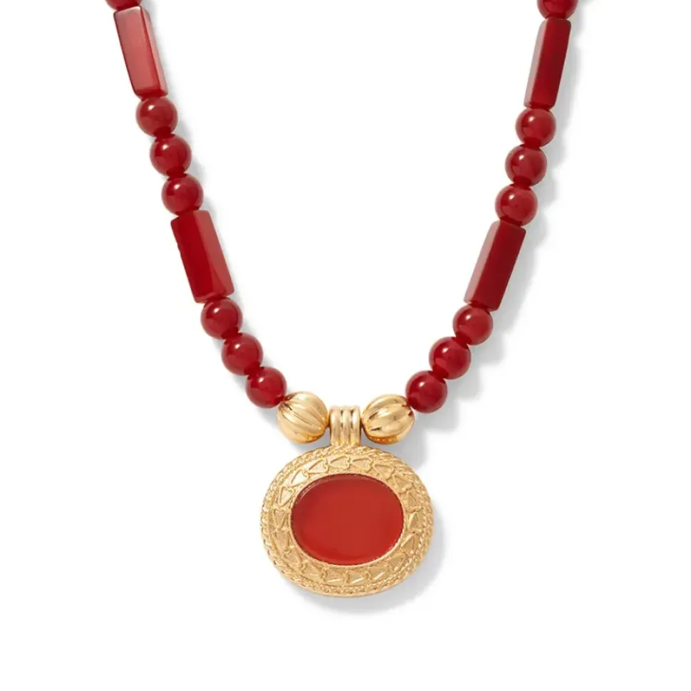 Classical Carnelian Pendant Necklace And Chandelier Earrings Set