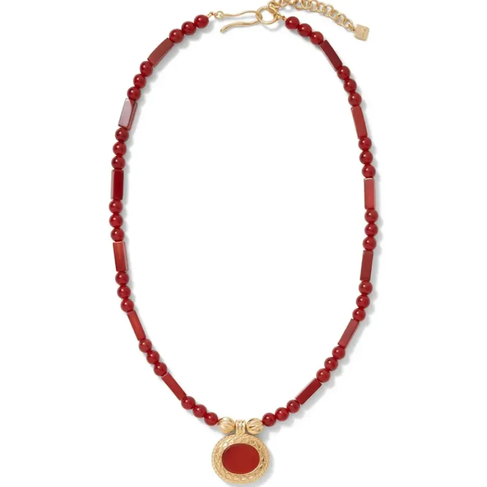 Classical Carnelian Pendant Necklace And Chandelier Earrings Set