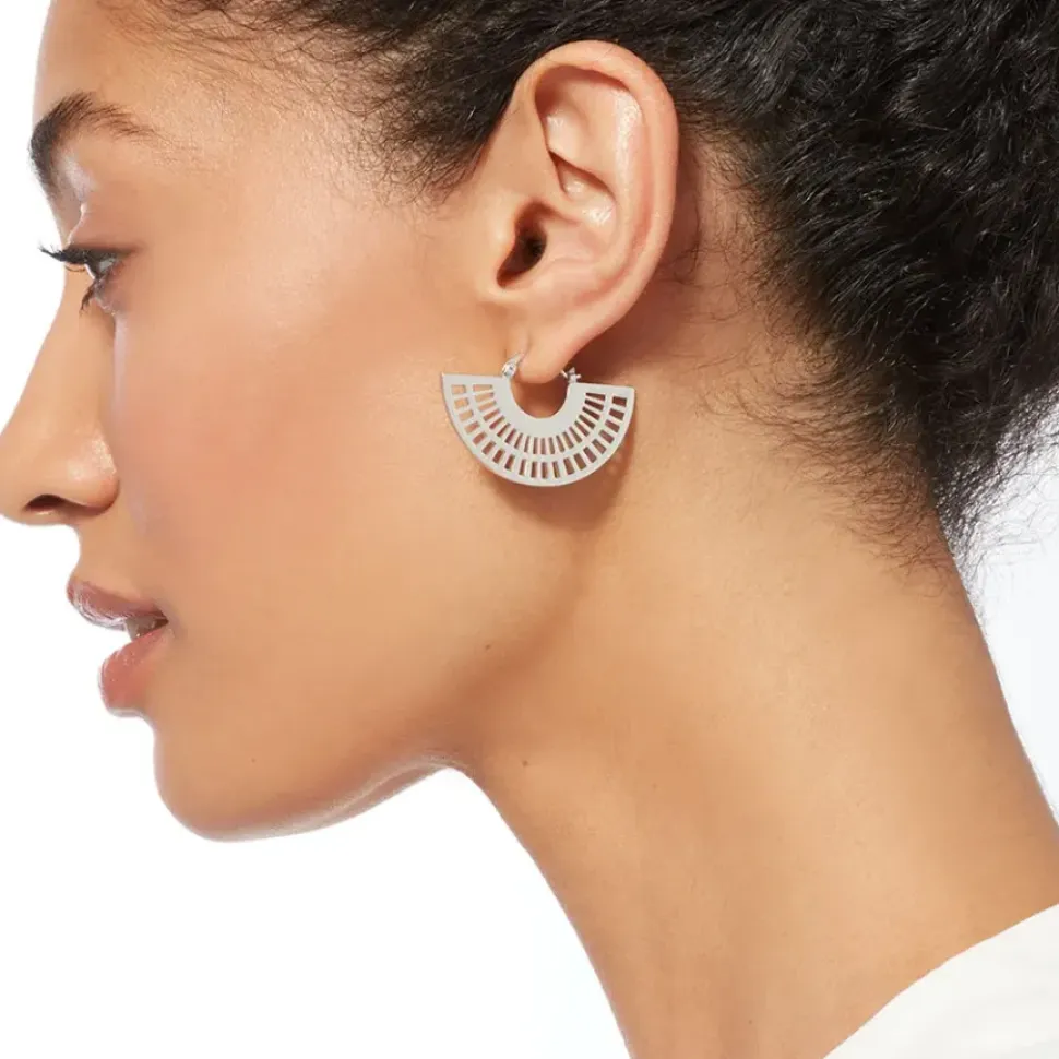 Crescent Cutout Hoop Earrings