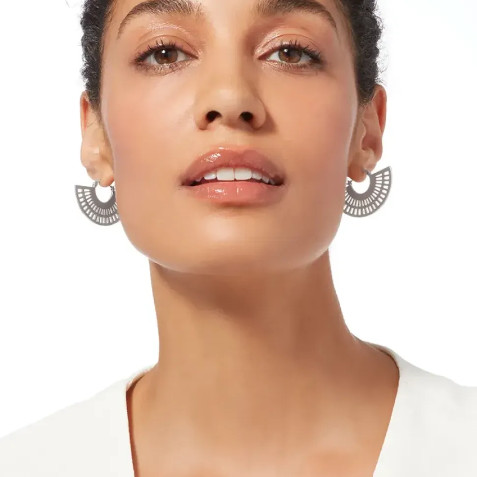 Crescent Cutout Hoop Earrings