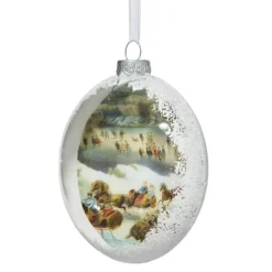 Currier & Ives Central Park In Winter Glitter And Glass Disc Ornament