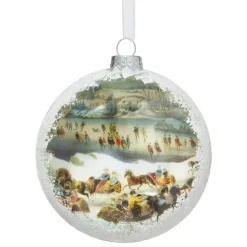 Currier & Ives Snowscapes Glass Disc Ornament Set