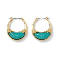 Cypriot Jade Crescent Hoop Earrings