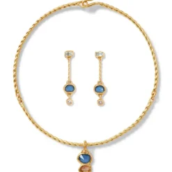 Cypriot Twist Collar Necklace And Triple-Drop Earrings Set