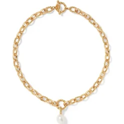 Cypriot Twist Pearl Chain Pendant Necklace