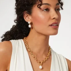 Cypriot Twist Pearl Chain Pendant Necklace