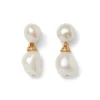 Cypriot Twist Pearl Double-Drop Earrings