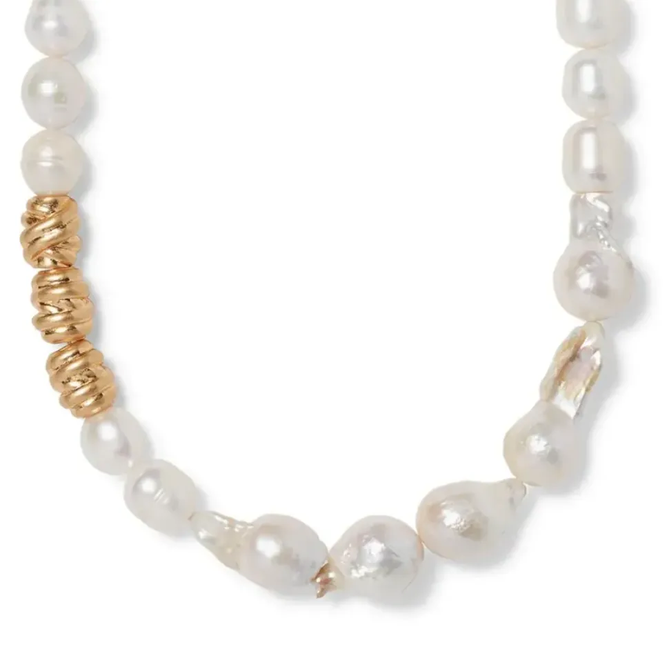 Cypriot Twist Pearl Necklace And Triple-Hoop Earrings Set