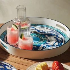 De Morgan Stylized Dragons Lacquer Tray