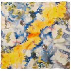 Demuth Yellow And Blue Watercolor Square Silk Scarf