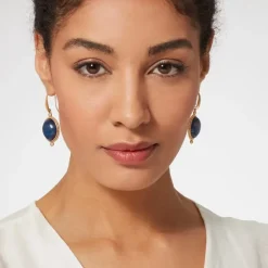 Egyptian Hathor Lapis Drop Earrings