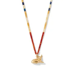 Egyptian New Kingdom Cat Beaded Pendant Necklace