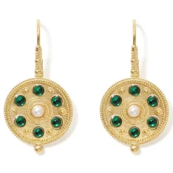 Embellished Disc Drop Earrings