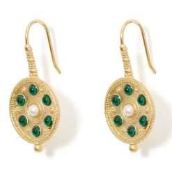 Embellished Disc Drop Earrings
