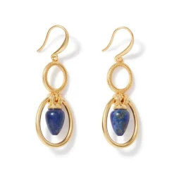 Etruscan Lapis Double-Drop Earrings