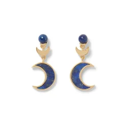 Fatimid Lapis Crescent Drop Earrings