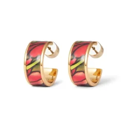 Favrile Tulip Enamel Hoop Earrings