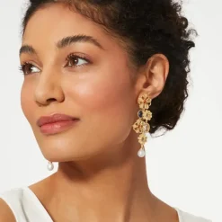 Floral Cluster Statement Drop Earrings