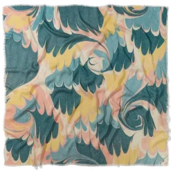 French Marbled Paper Square Silk Scarf