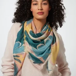 French Marbled Paper Square Silk Scarf