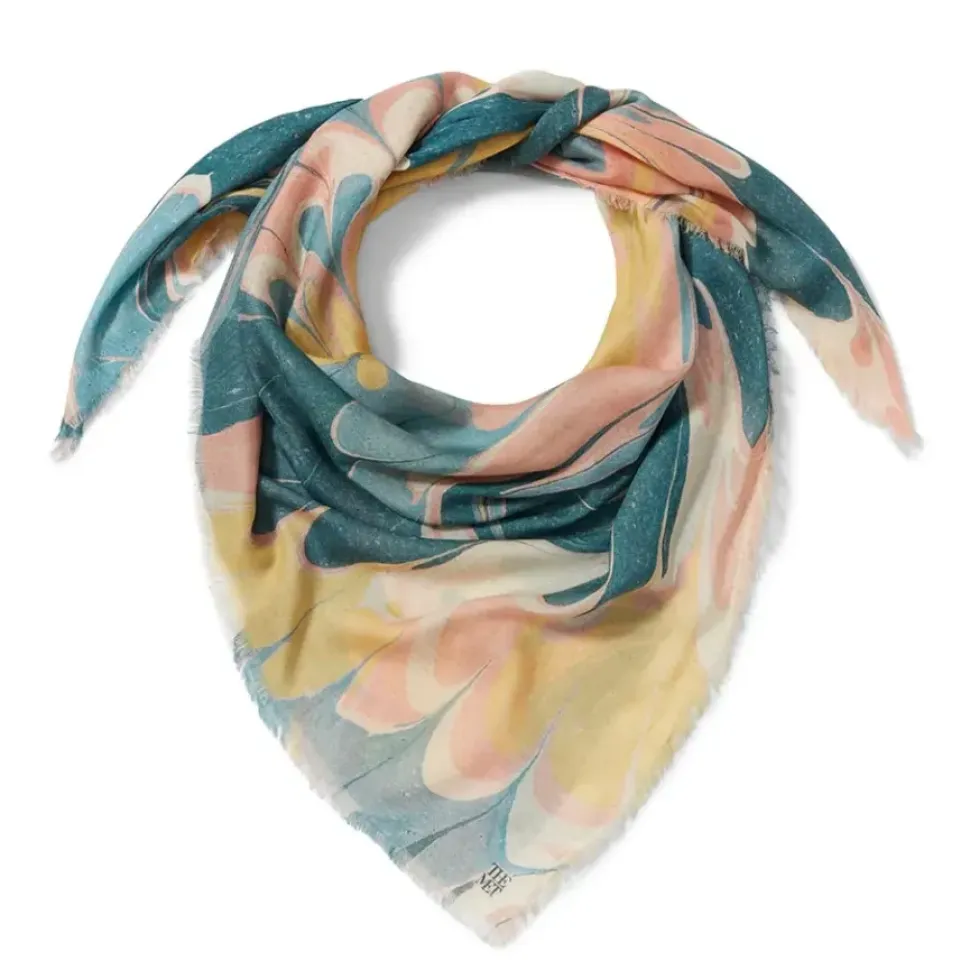 French Marbled Paper Square Silk Scarf