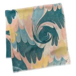 French Marbled Paper Square Silk Scarf