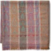 French Paisley Striped Oversize Wool-Blend Shawl