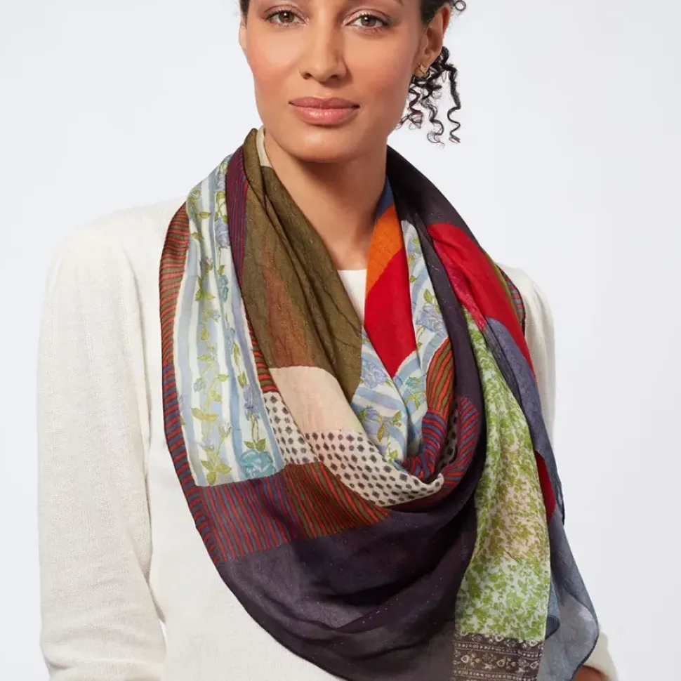Gee'S Bend Pettway Quilt Design Oblong Silk Scarf
