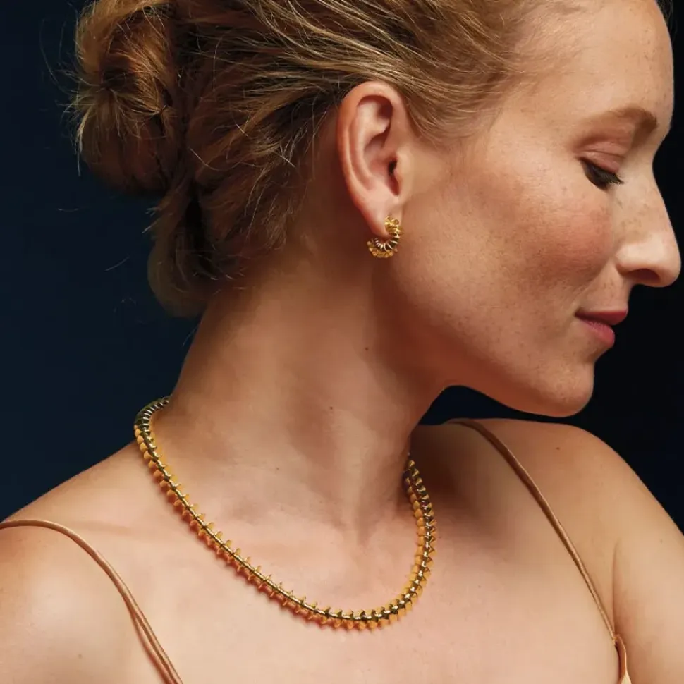 Golden Disc Huggie Earrings