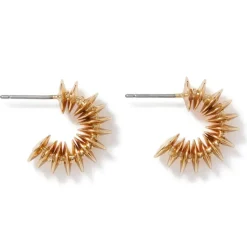 Golden Disc Necklace And Huggie Earrings Set